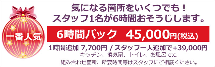 ハウスクリーニングパック・6時間パック33000円